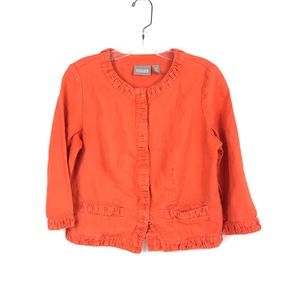 Chico’s Orange 3/4 Sleeve Linen Jacket Top Sz 0